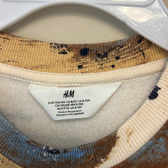 H&M kid’s Abstract Print Sweatshirt in Blue and Brown size 8-10y - Picture 2 of 3